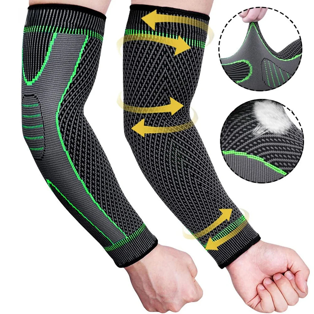 Mangas de compresión deportivas antideslizantes para el codo. Ideales para pádel, baloncesto, fútbol, voleibol, tenis y golf.